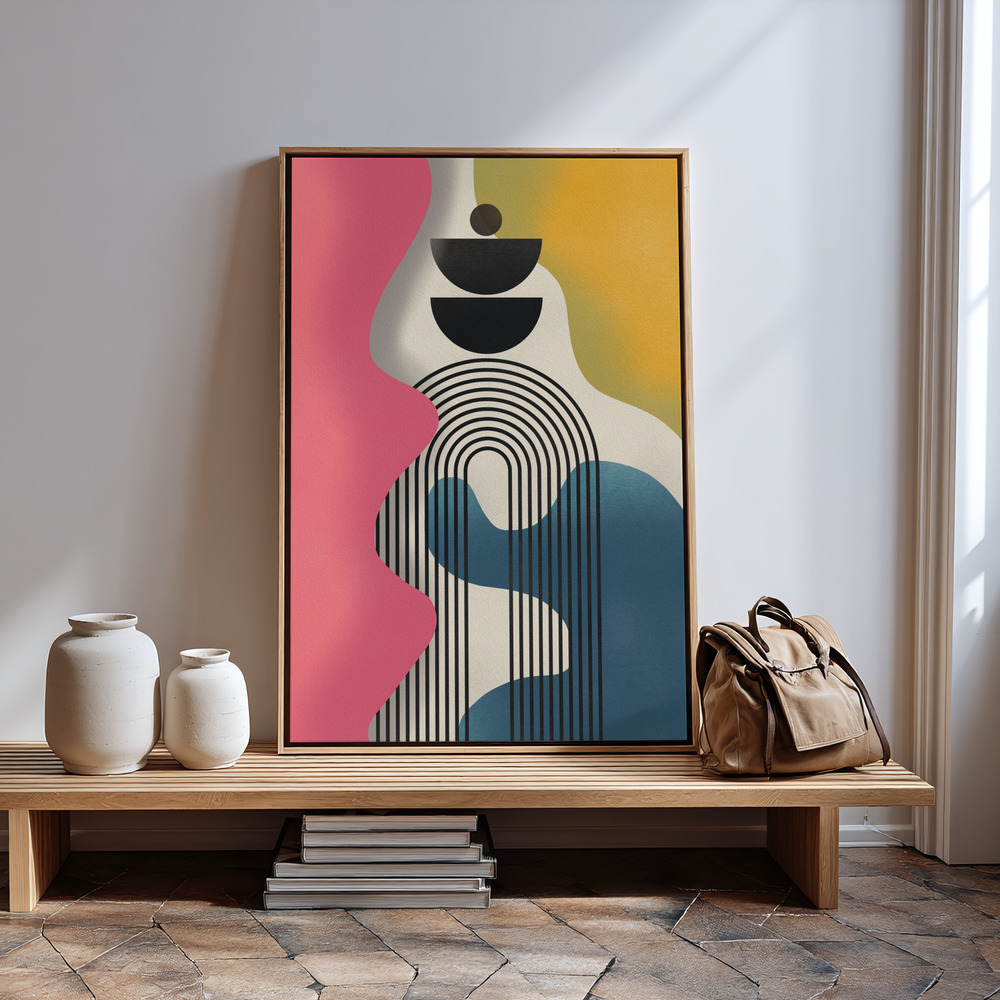 Canvas print - Mid Century Geometric Tricolor in guest room