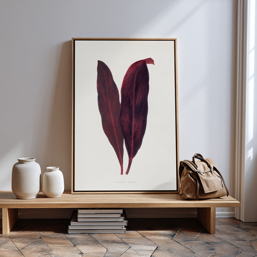 Lærred - Pink Dracaena Ferrea Leaf Illustration in guest room