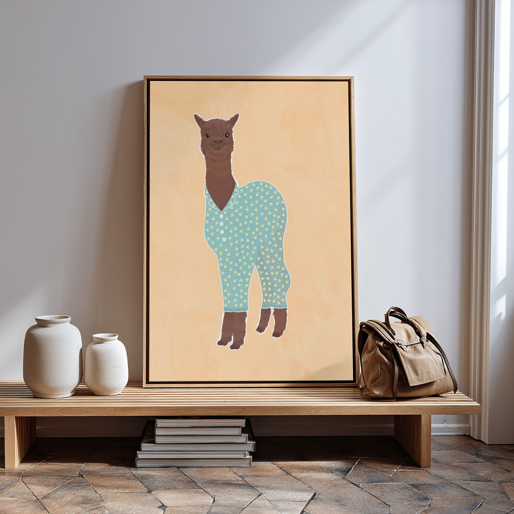 Canvas print - Llama In Pjs Banana Orange in guest room