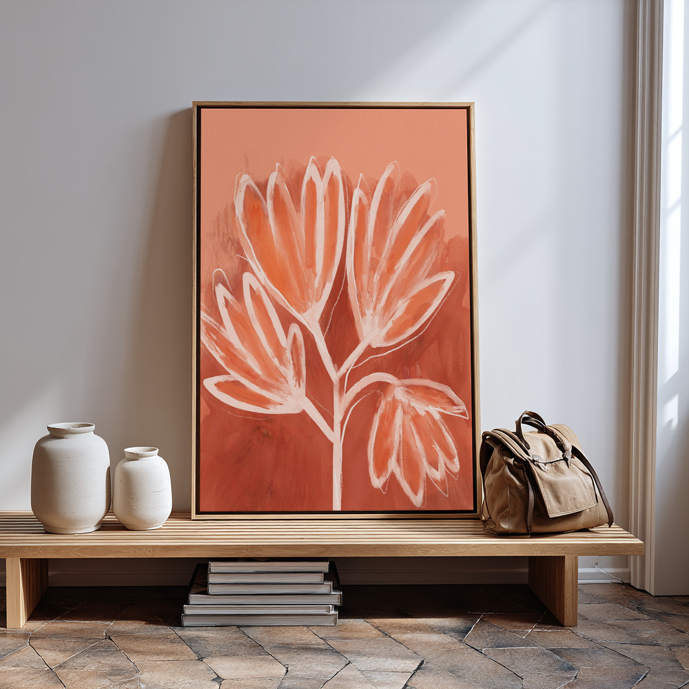 Canvas print - Peachy Flowers in guest room