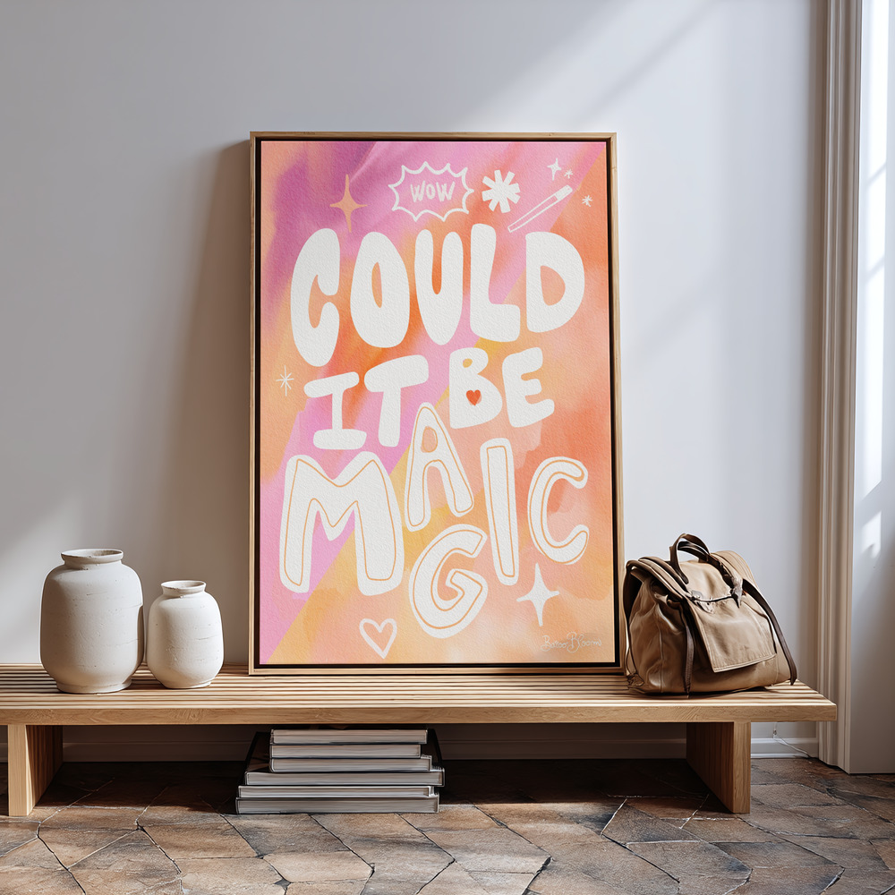 Lærred - Could it Be Magic - Peach Pink in guest room