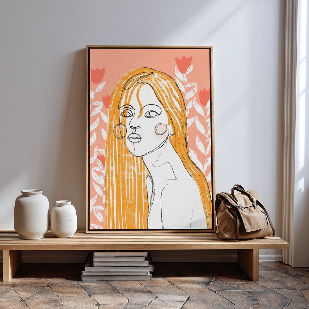 Canvas print - The Tulip Girl (Peach) in guest room
