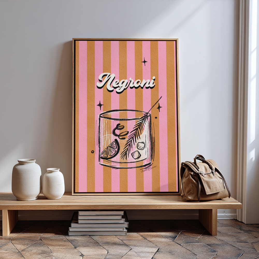 Canvas taulu - Negroni Drink on Stripes sisäänkäynnin luona