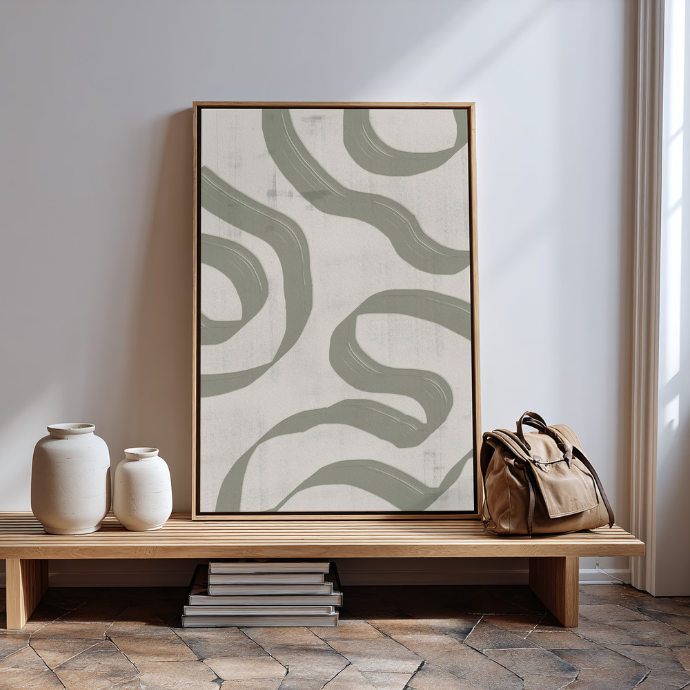 Canvas taulu - Green Sage Waves No. 1 in guest room