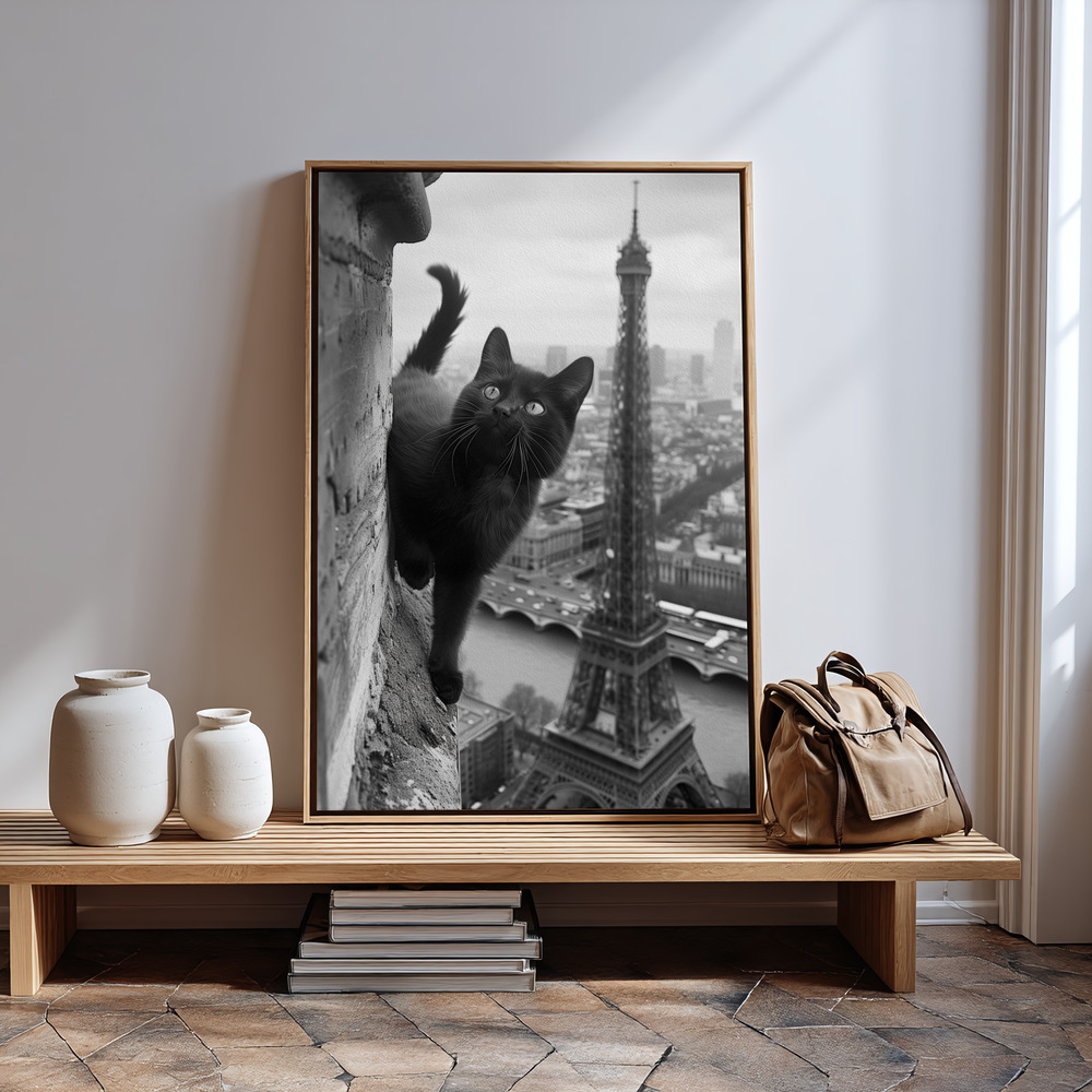 Canvas print - Kitty in Paris by the entrance
