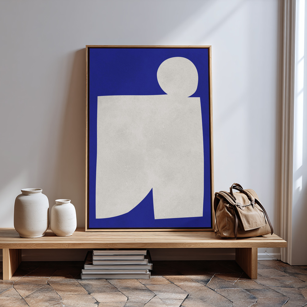 Canvas schilderi - Blue and white art 2 bij de ingang