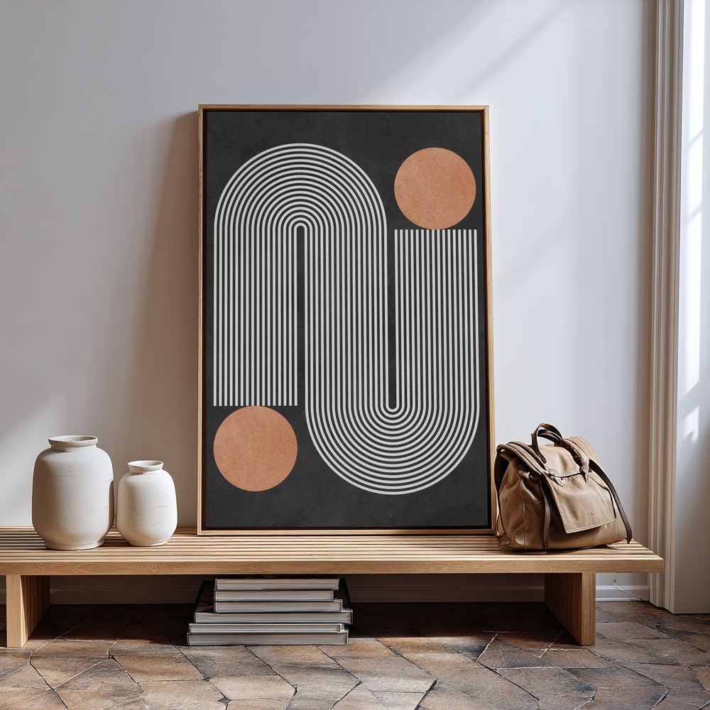 Canvas schilderi - Circles on black background 1 bij de ingang