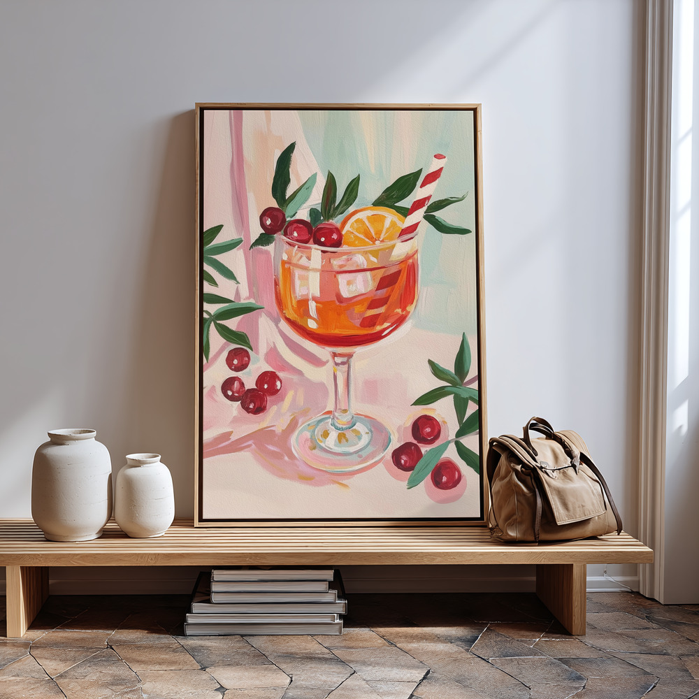 Canvas print - Christmas Aperol Spritz Cocktail in guest room
