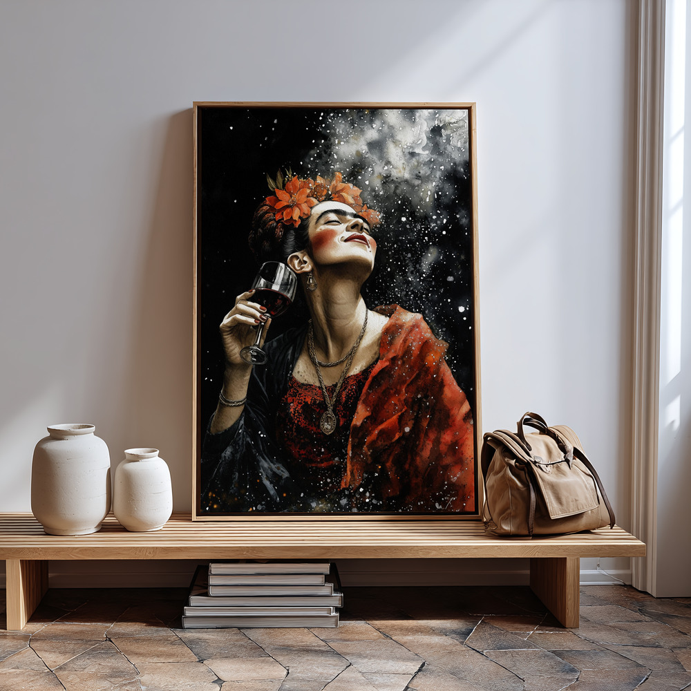 Canvas print - Frida and wine by the entrance