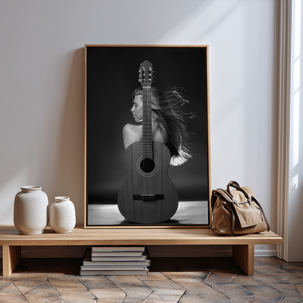 Canvastavla Girl with guitar - Tavla vid entrén