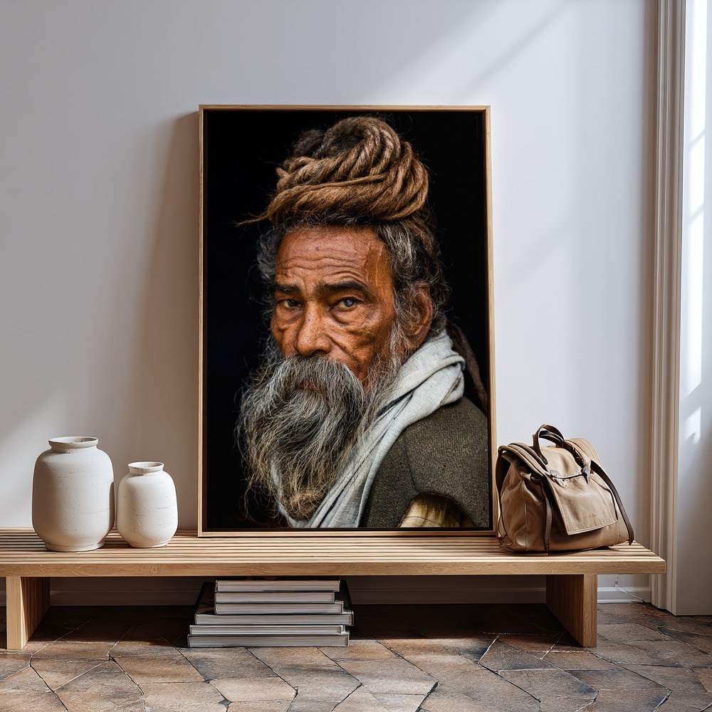 Canvas print - Portrait of a Sadhu... in guest room