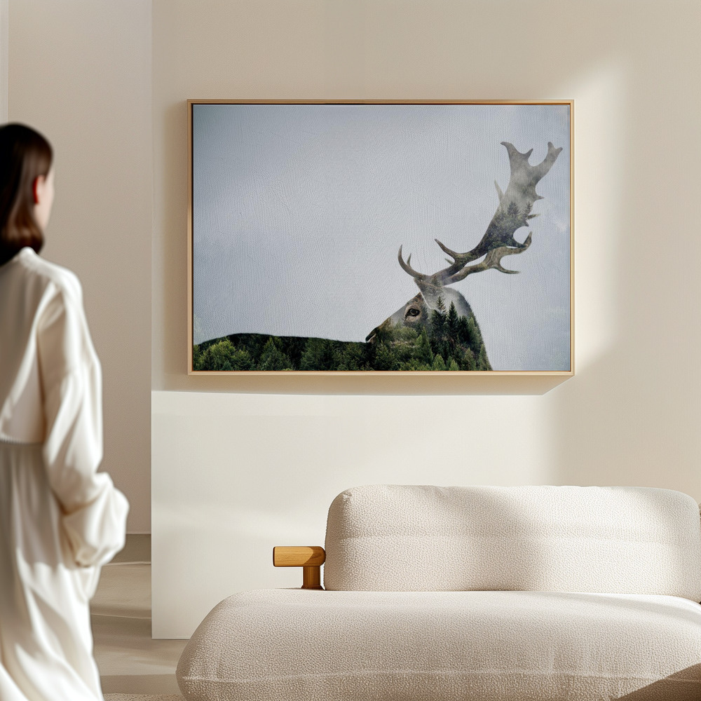 Canvas schilderi - Antler Double-exposed in de hal