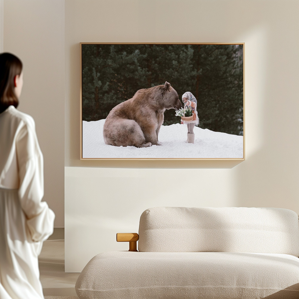 Canvas schilderi - The sitting bear in de hal