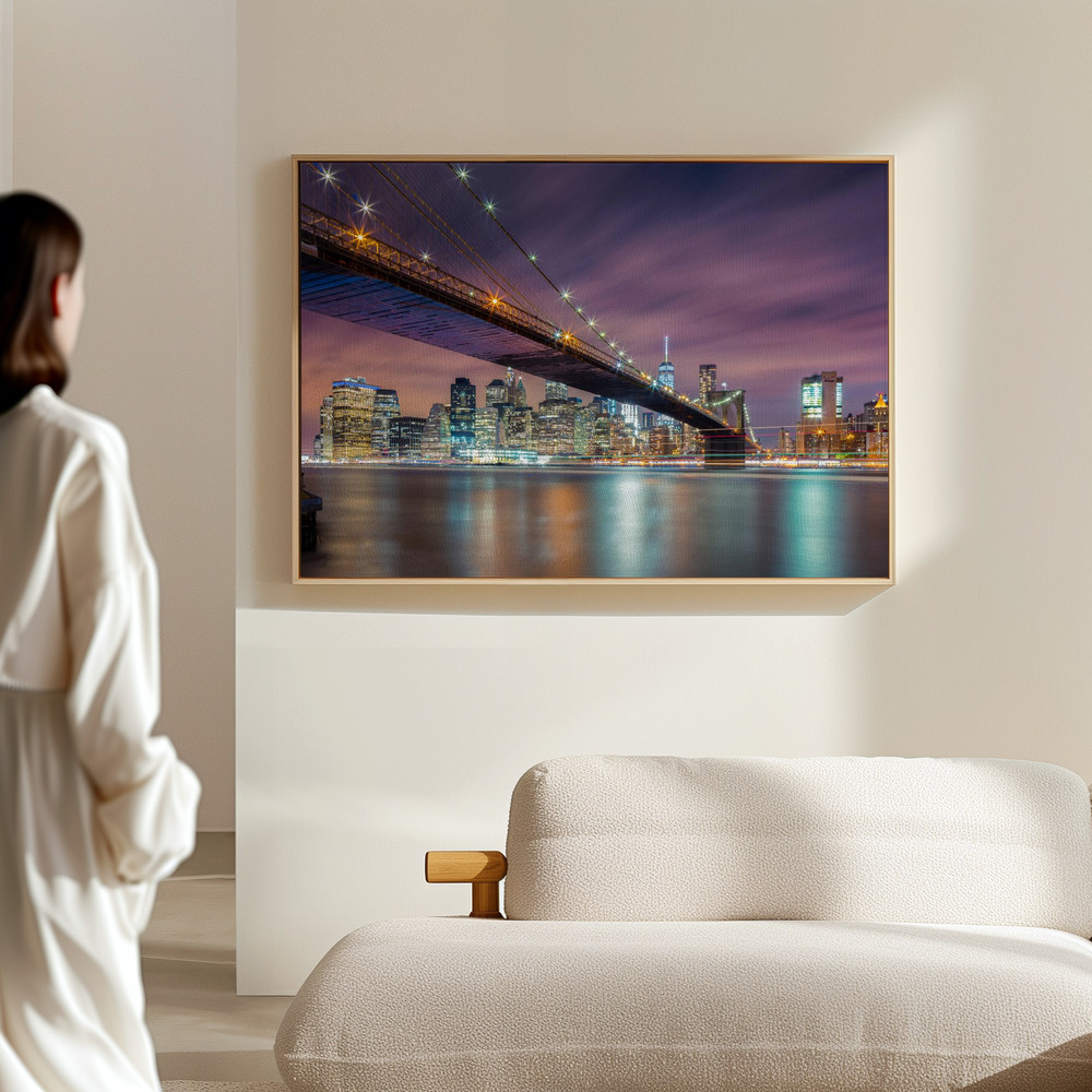 Canvas schilderi - Brooklyn Bridge at Night in de hal