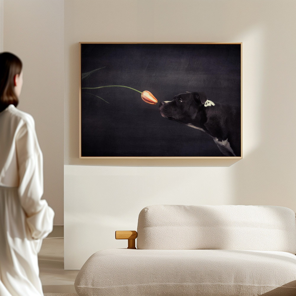 Canvas schilderi - First approach - Hildegard and the tulip in de hal
