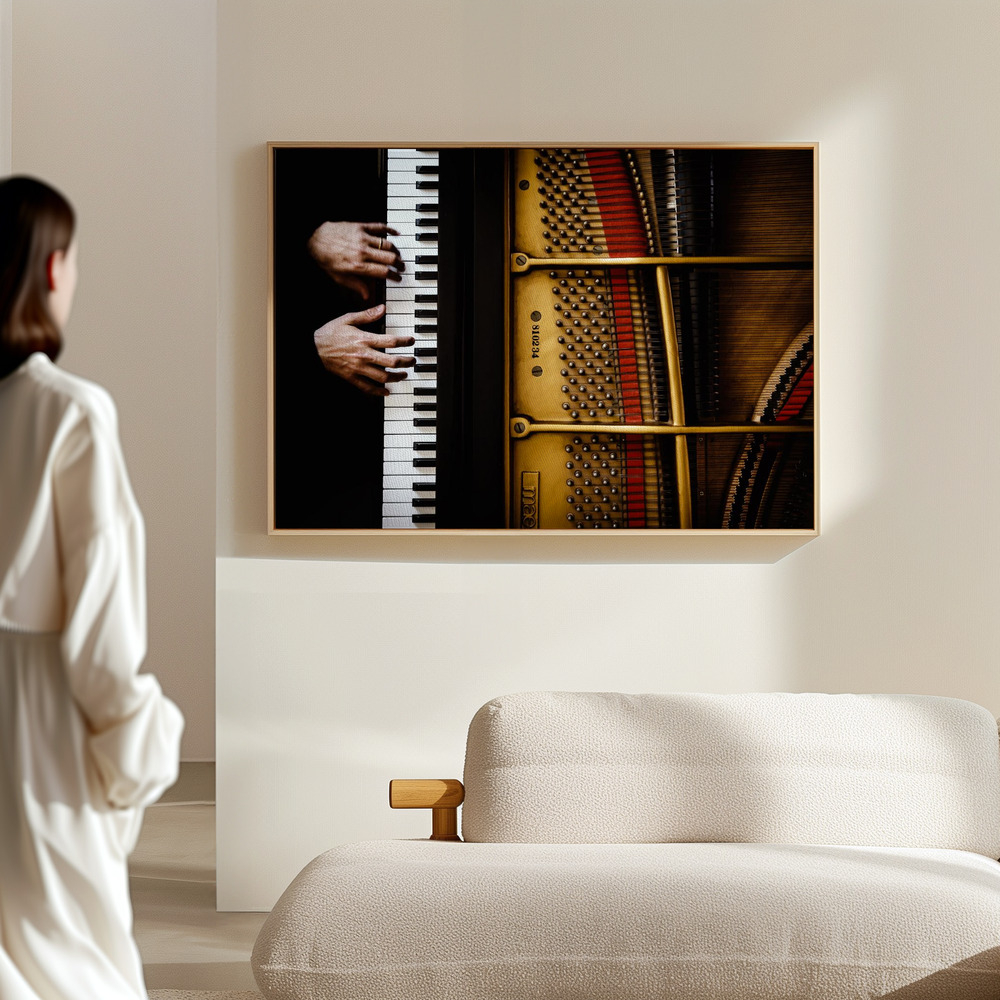 Canvas print - The pianist in the hall
