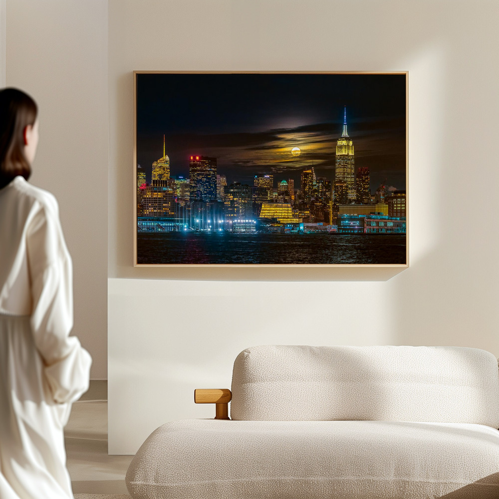 Canvas print - Super Blue Moon 2018, New York City in the hall