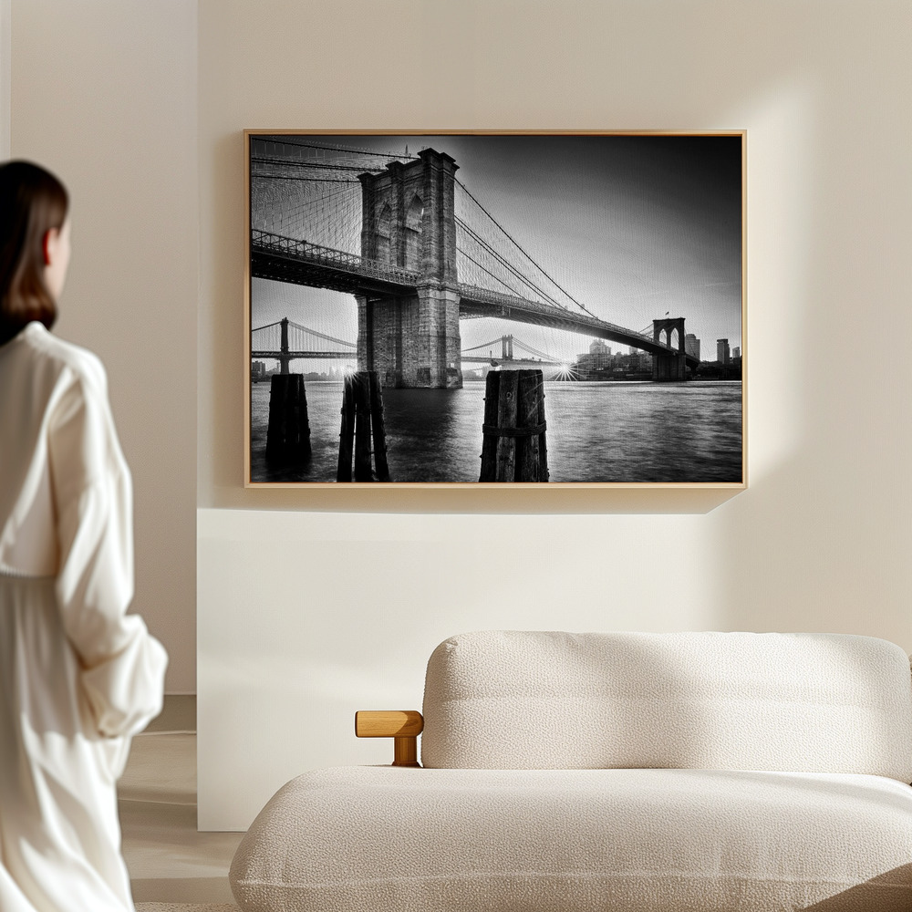 Canvas schilderi - Brooklyn Bridge - sunrise in de hal