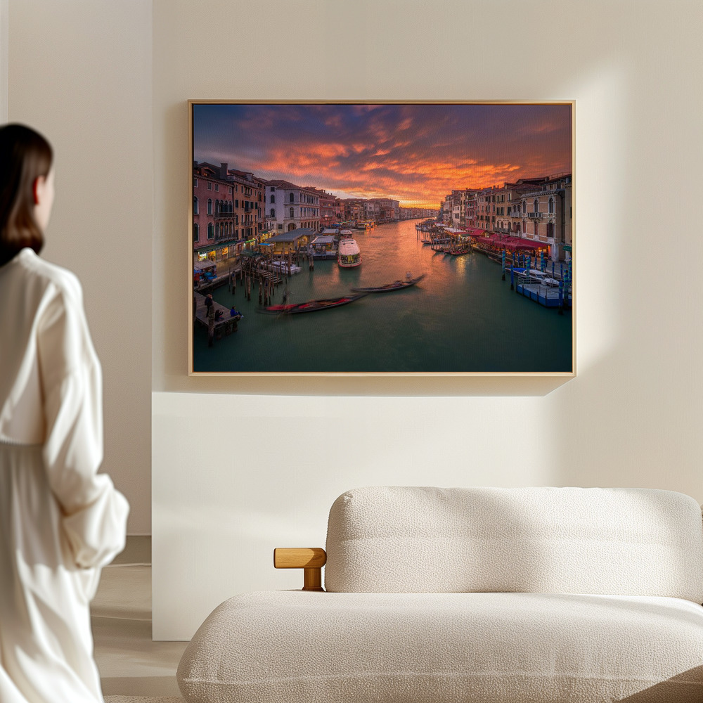 Canvas schilderi - Grand Canal at sunset , view from the Rialto bridge , Venice . in de hal