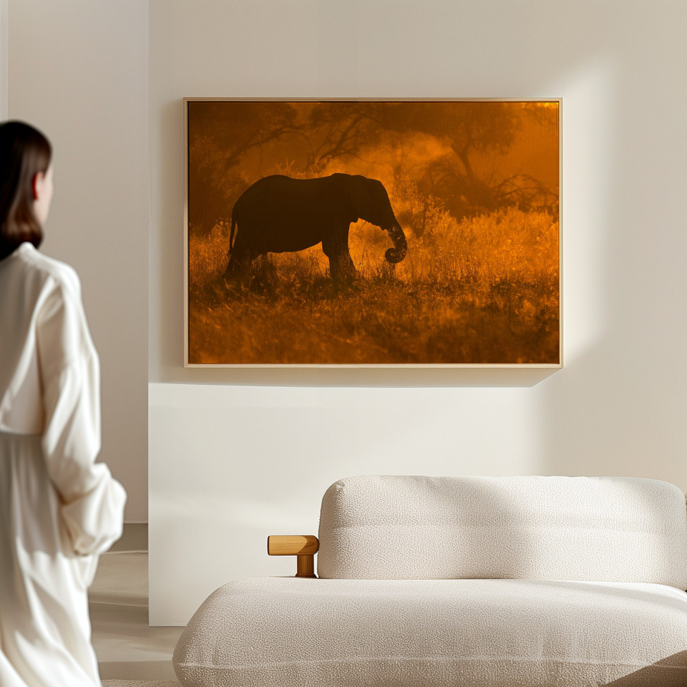 Canvas print - Golden Elephant in Savute in the hall