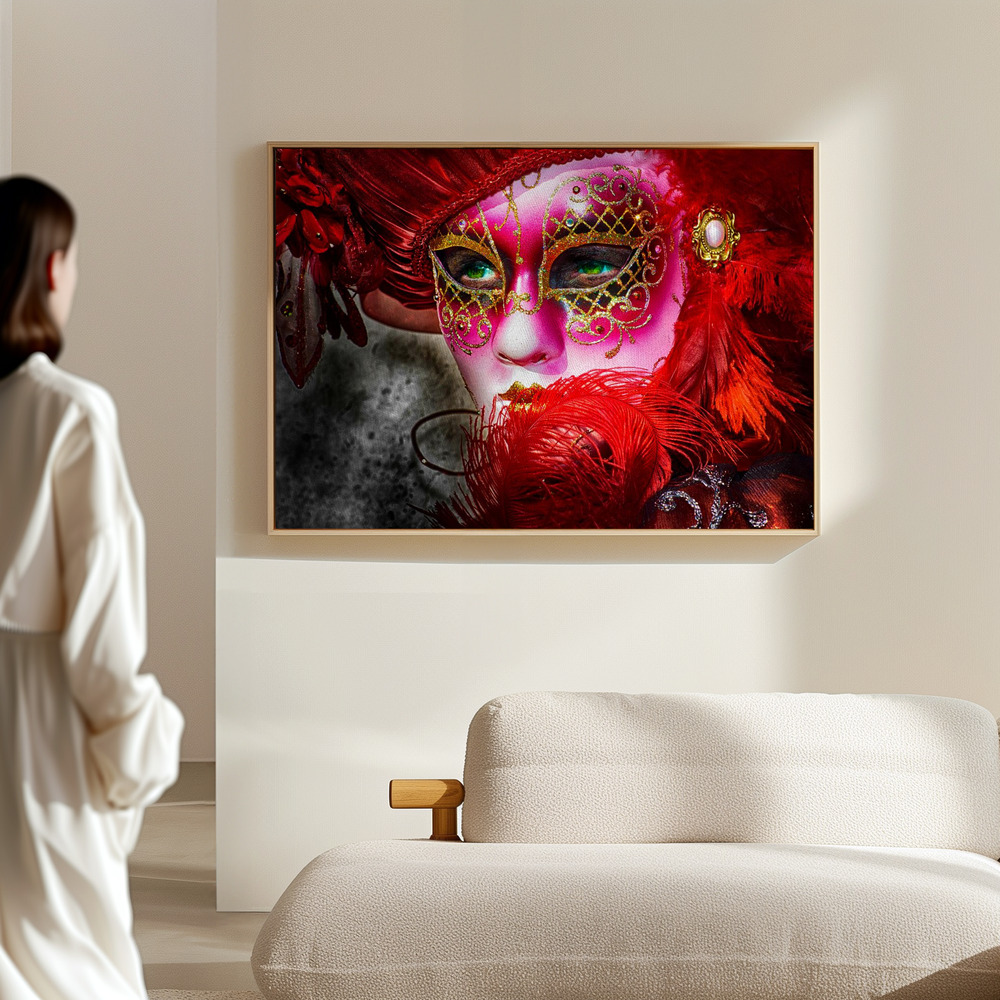 Canvas print - Green eyes and the mask in the hall