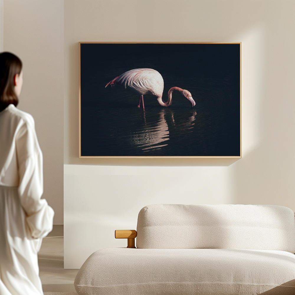 Canvas schilderi - Enlighted flamingo in de hal