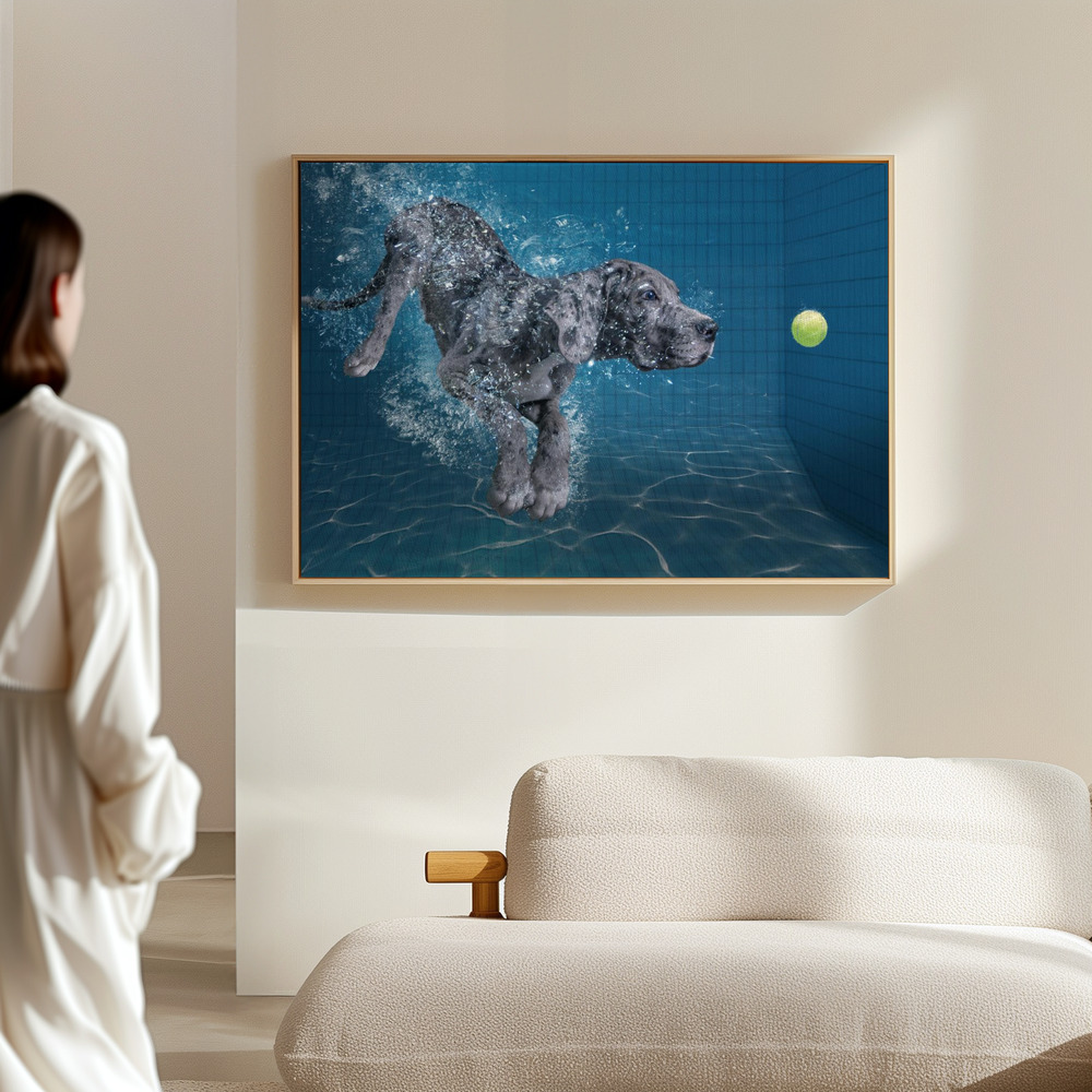 Canvas schilderi - SplashDog in de hal