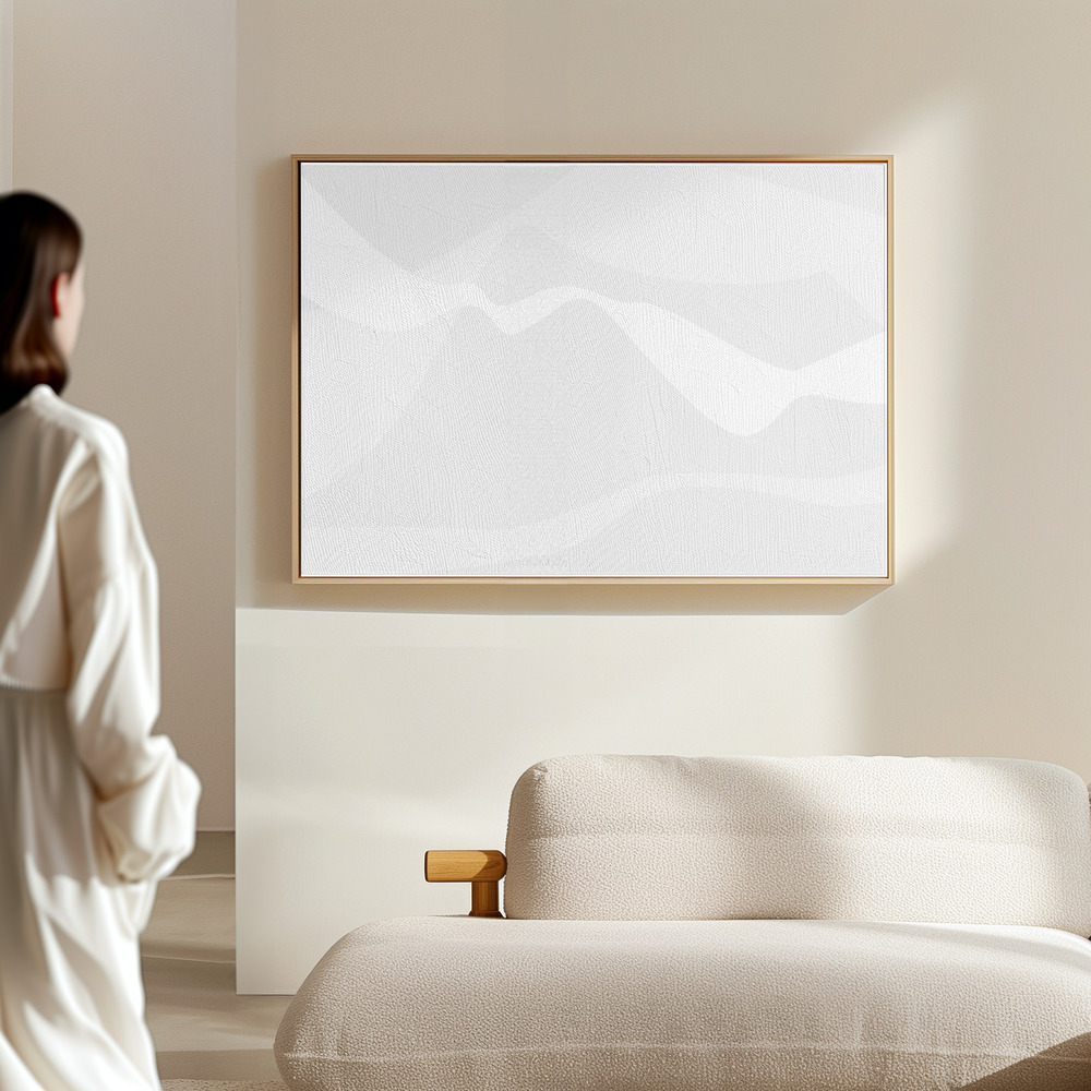 Canvas print - Mountain Waves Light Gray in the hall