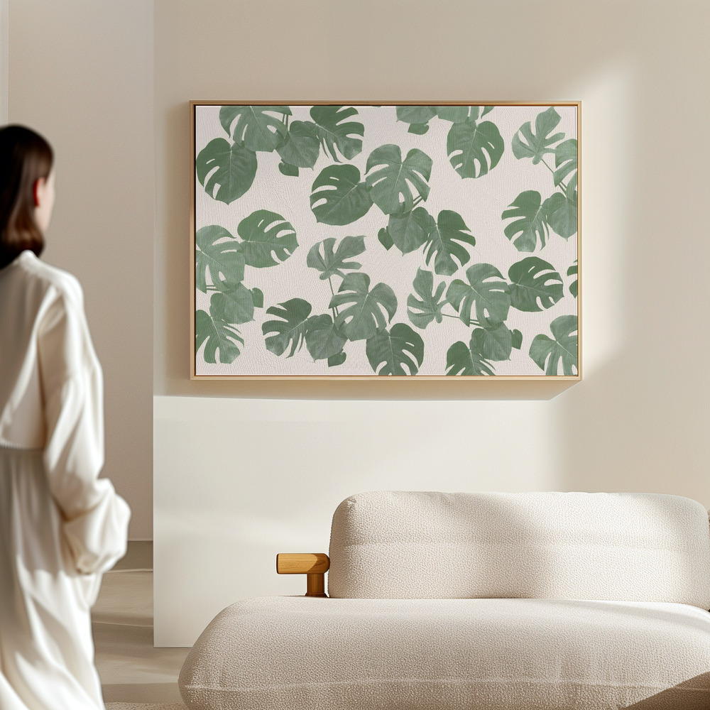 Canvas schilderi - Monstera Leaves in de hal