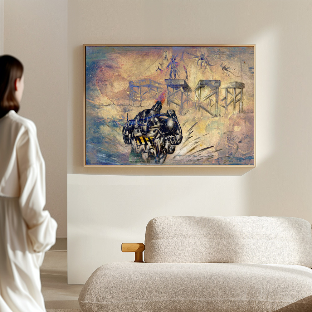 Canvas schilderi - Space soldier against Aliens in de hal