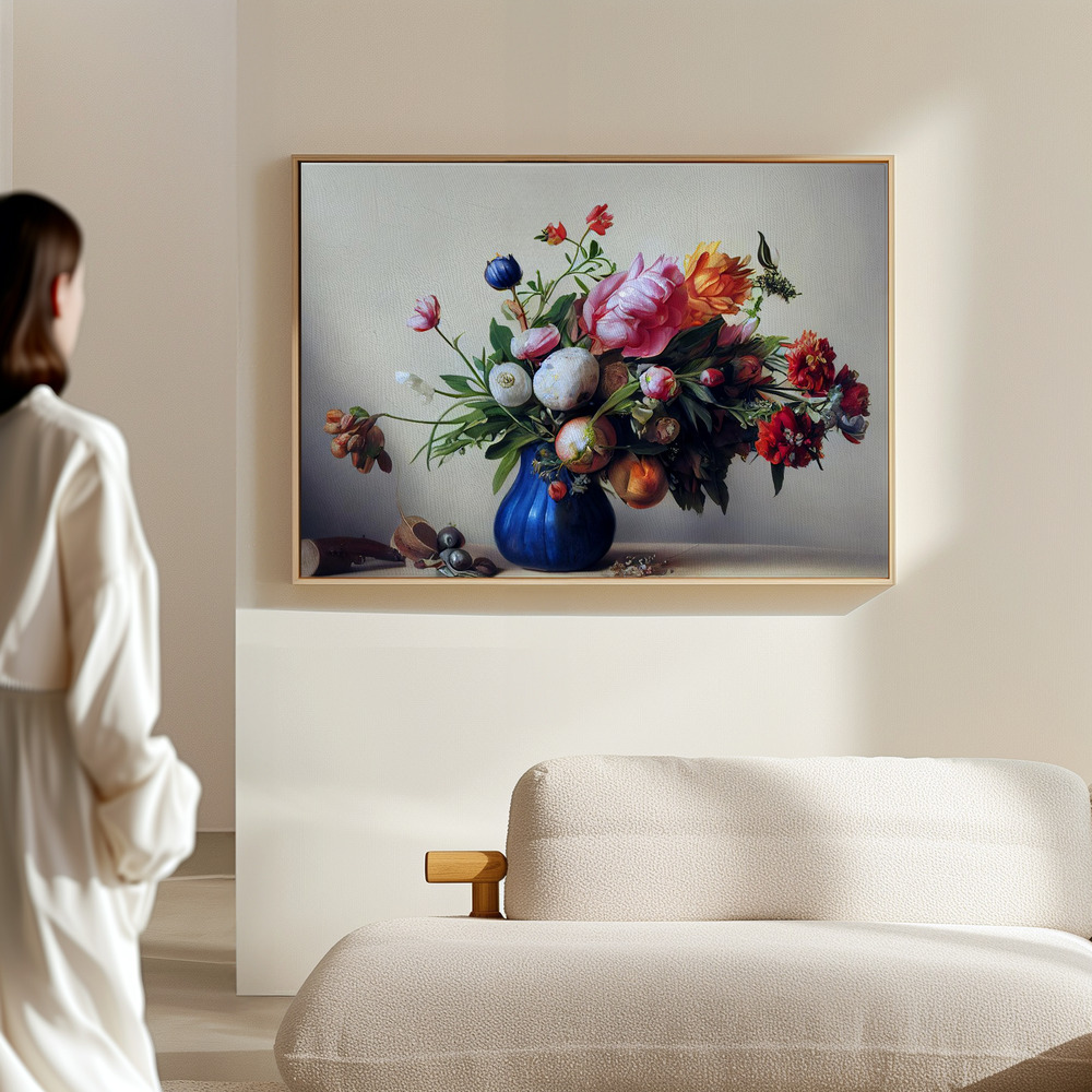 Canvas print - Flower Bouquet With Blue Vase in the hall