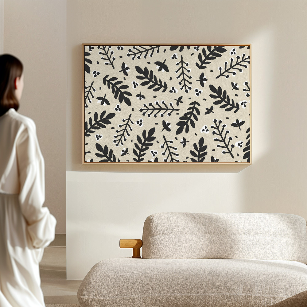 Canvas print - Branches on Beige Background Square in the hall