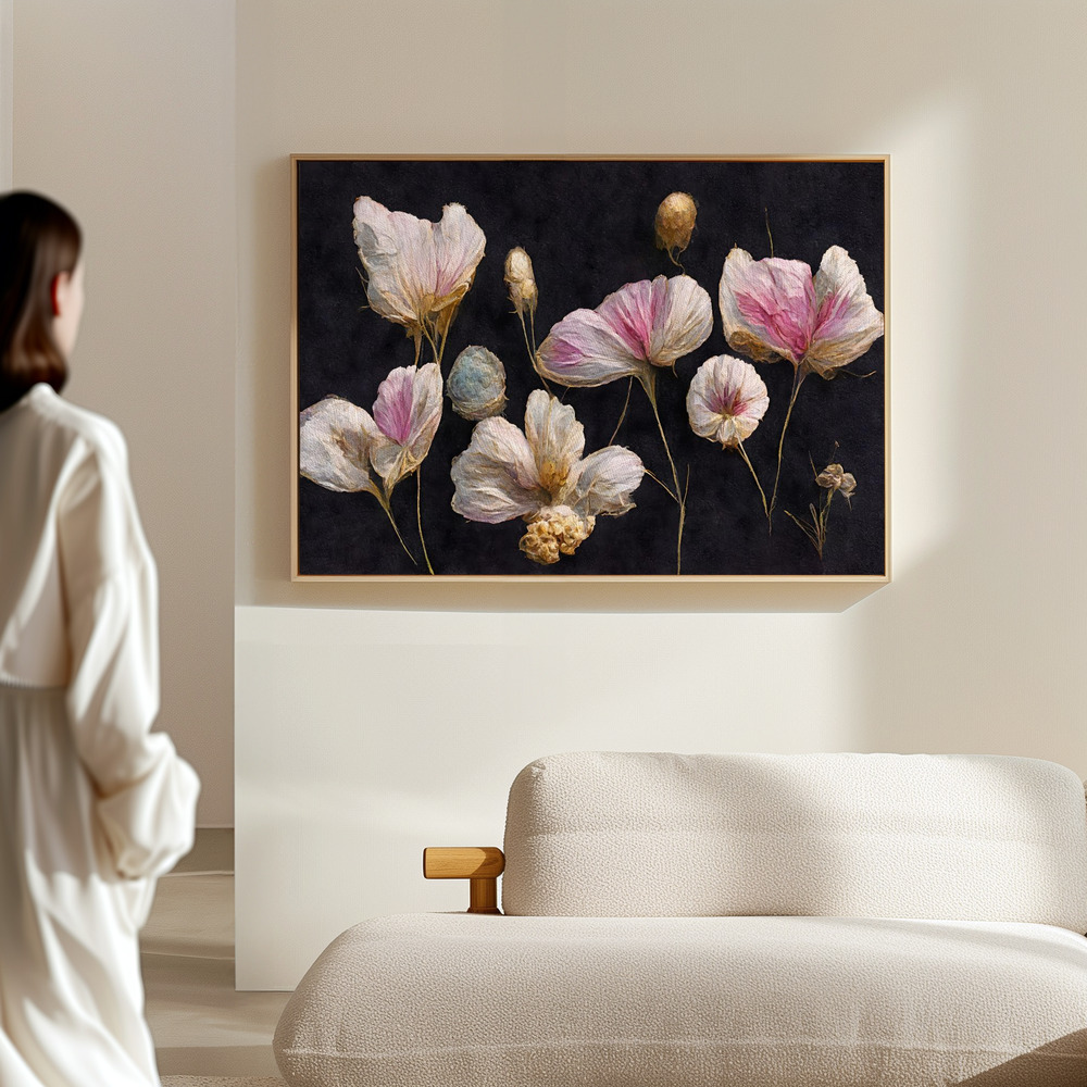 Toile - Gentle Pink Dry flowers dans le hall