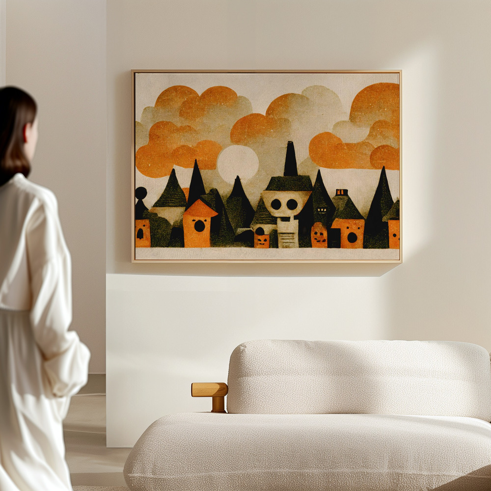 Canvas taulu - Spooky Wooky Village olohuoneessa