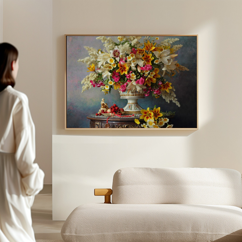 Canvas print - Still life with flowers in the hall