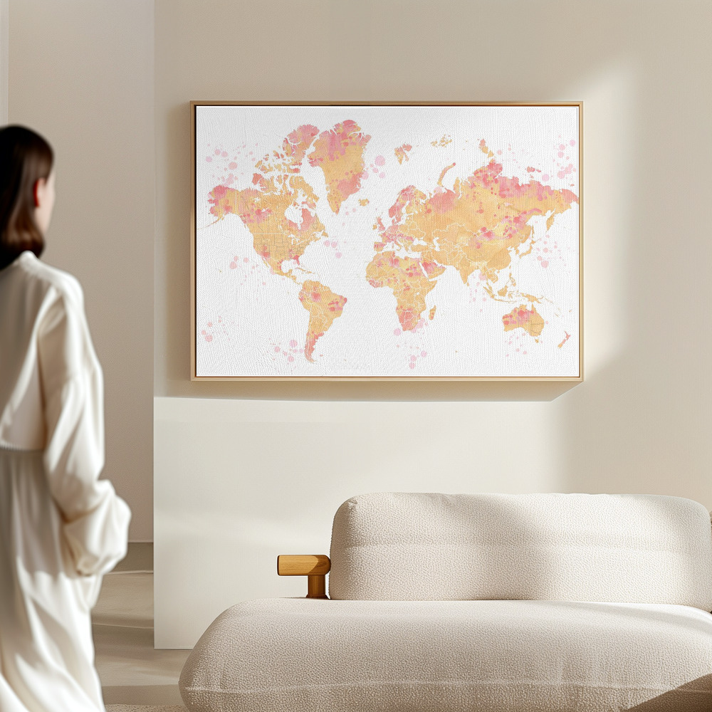 Canvas print - Amanda world map silhouette in the hall