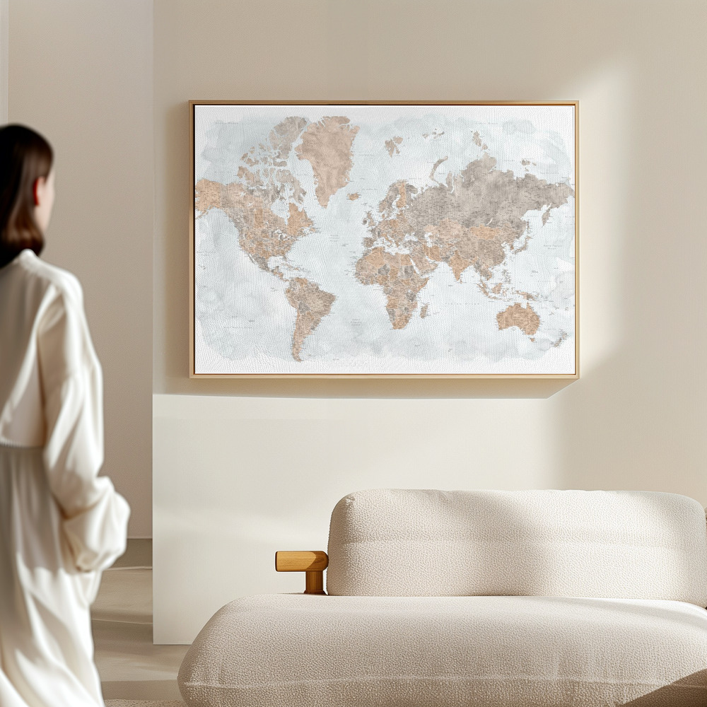 Canvas taulu - Calista high detail world map salissa