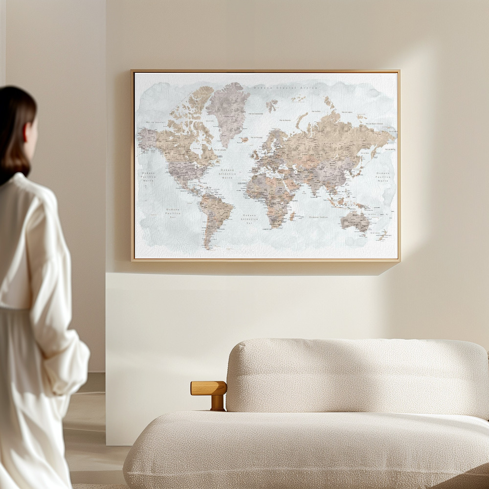 Obraz na płótnie - Calista world map in Spanish w hali