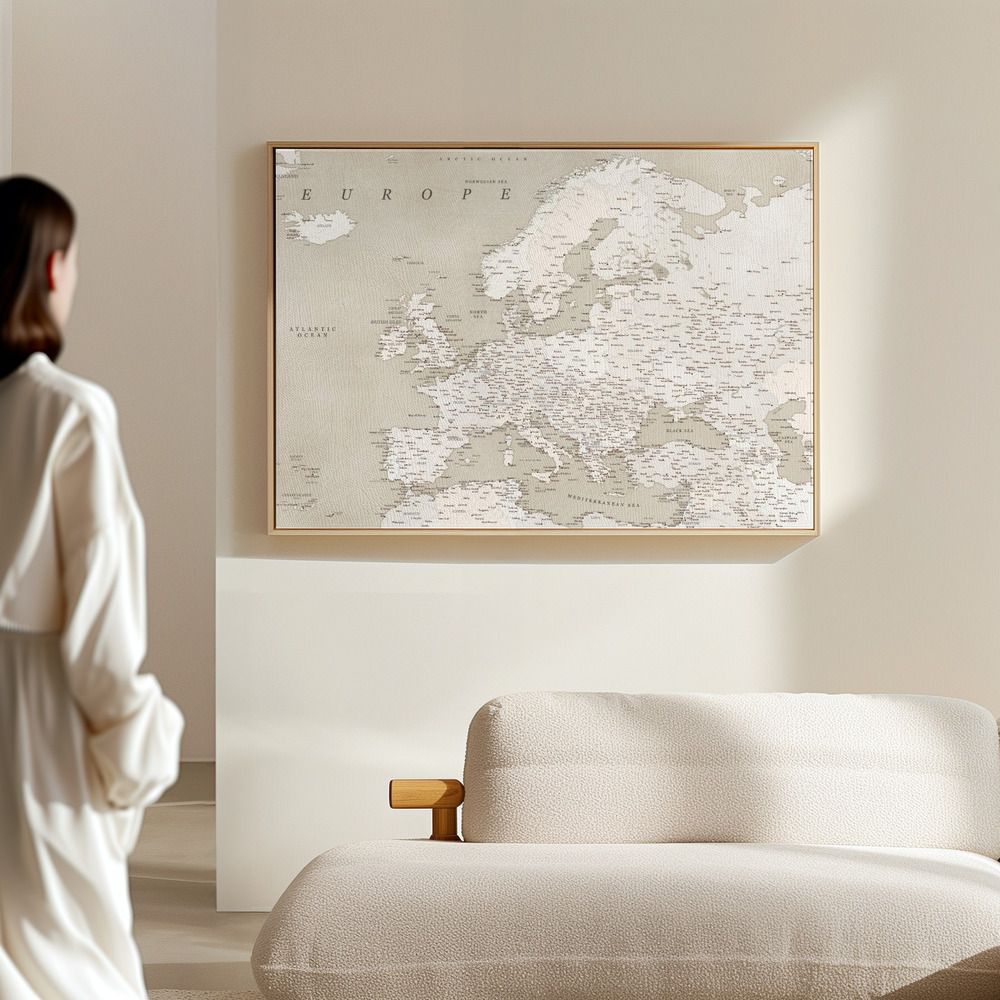 Canvas print - Vintage looking detailed map of Europe in the hall