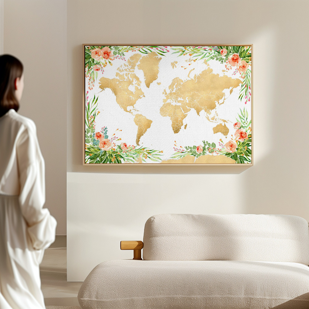 Toile - Blythe world map silhouette dans le hall