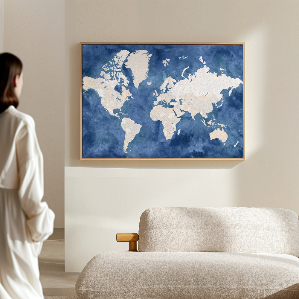 Canvas print - Hudson world map in the hall