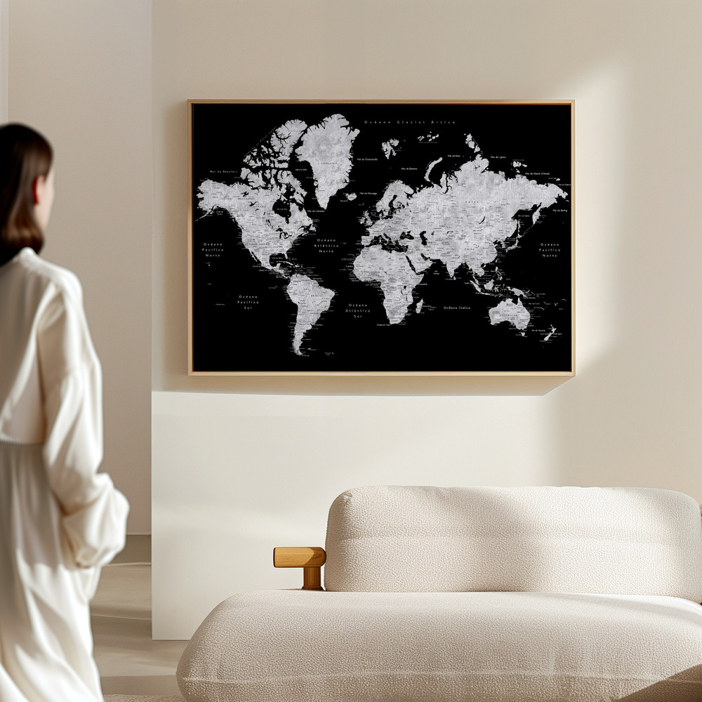 Canvas schilderi - Eban world map in Spanish in de hal