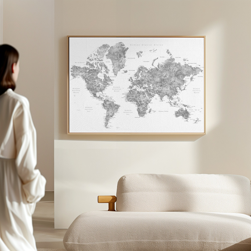Canvas print - Jimmy world map in Spanish in the hall