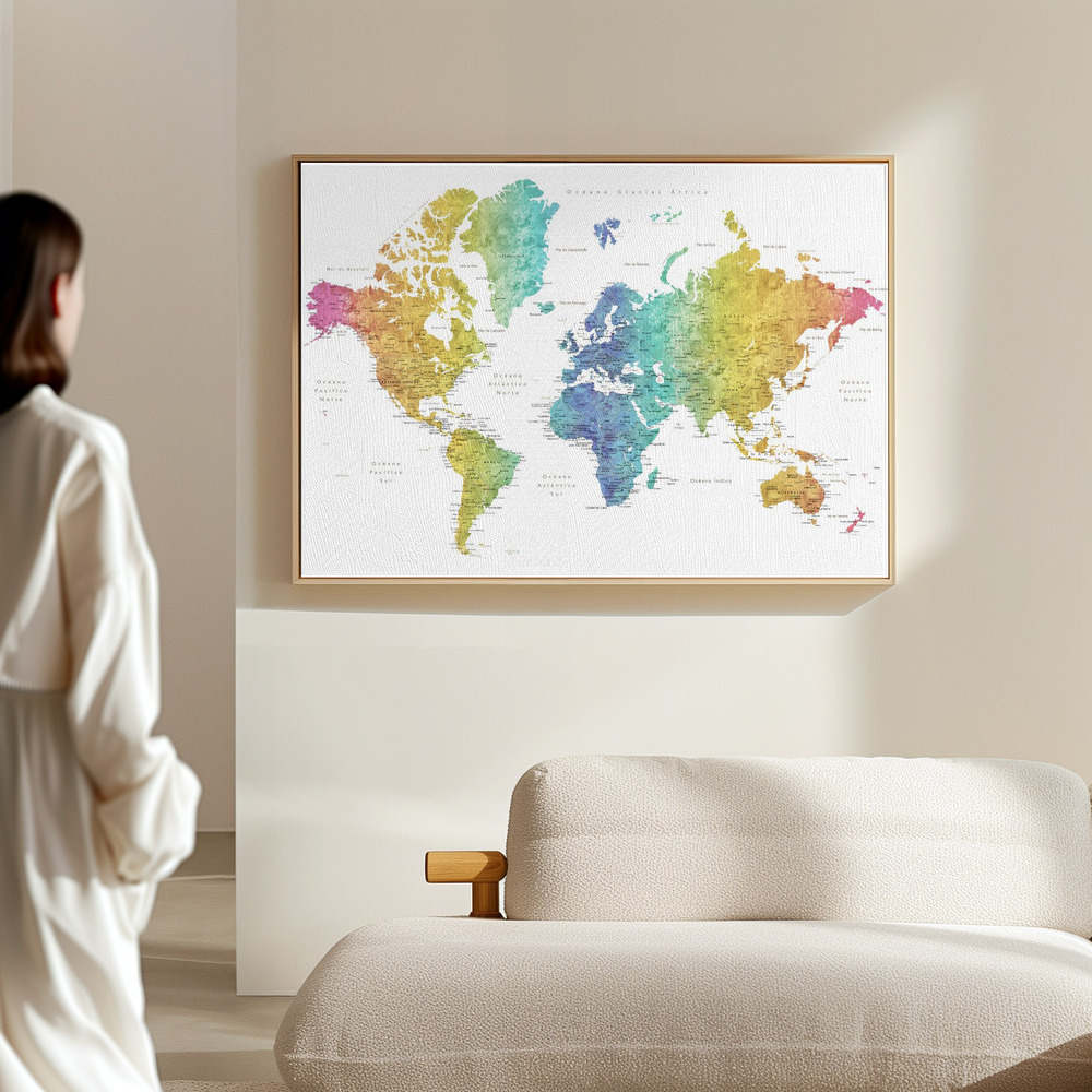 Toile - Jude world map in Spanish dans le hall