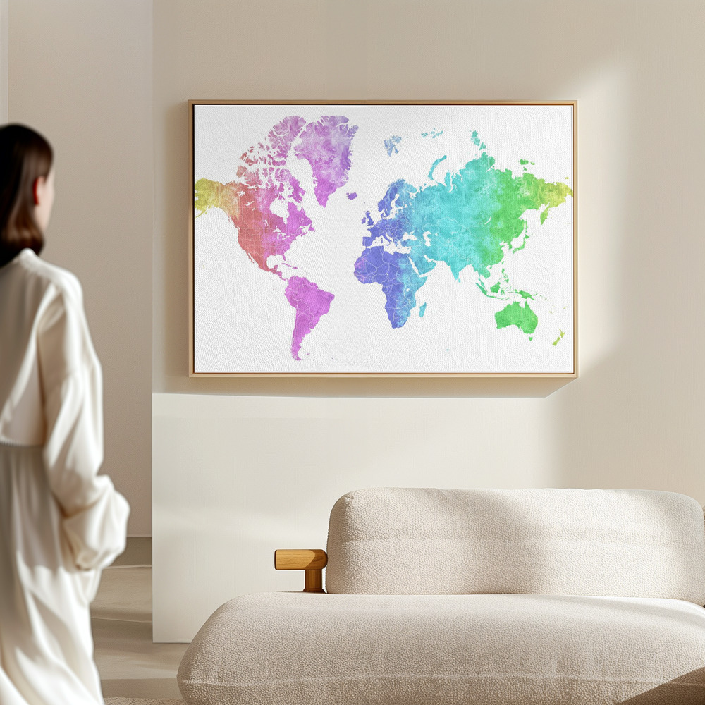 Canvas taulu - Jude watercolor world map salissa