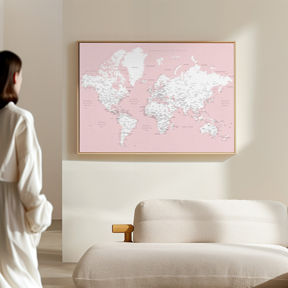 Toile - Leire world map in Spanish dans le hall