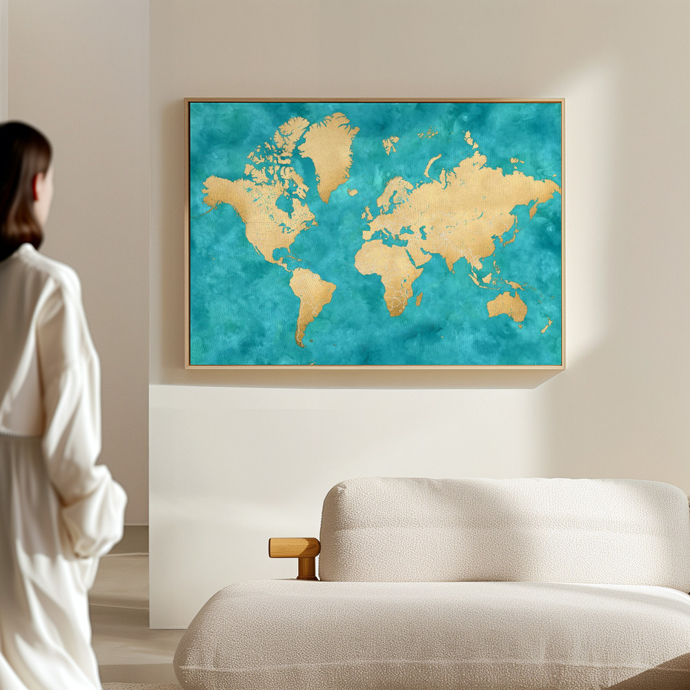 Canvas schilderi - Lexy world map in de hal