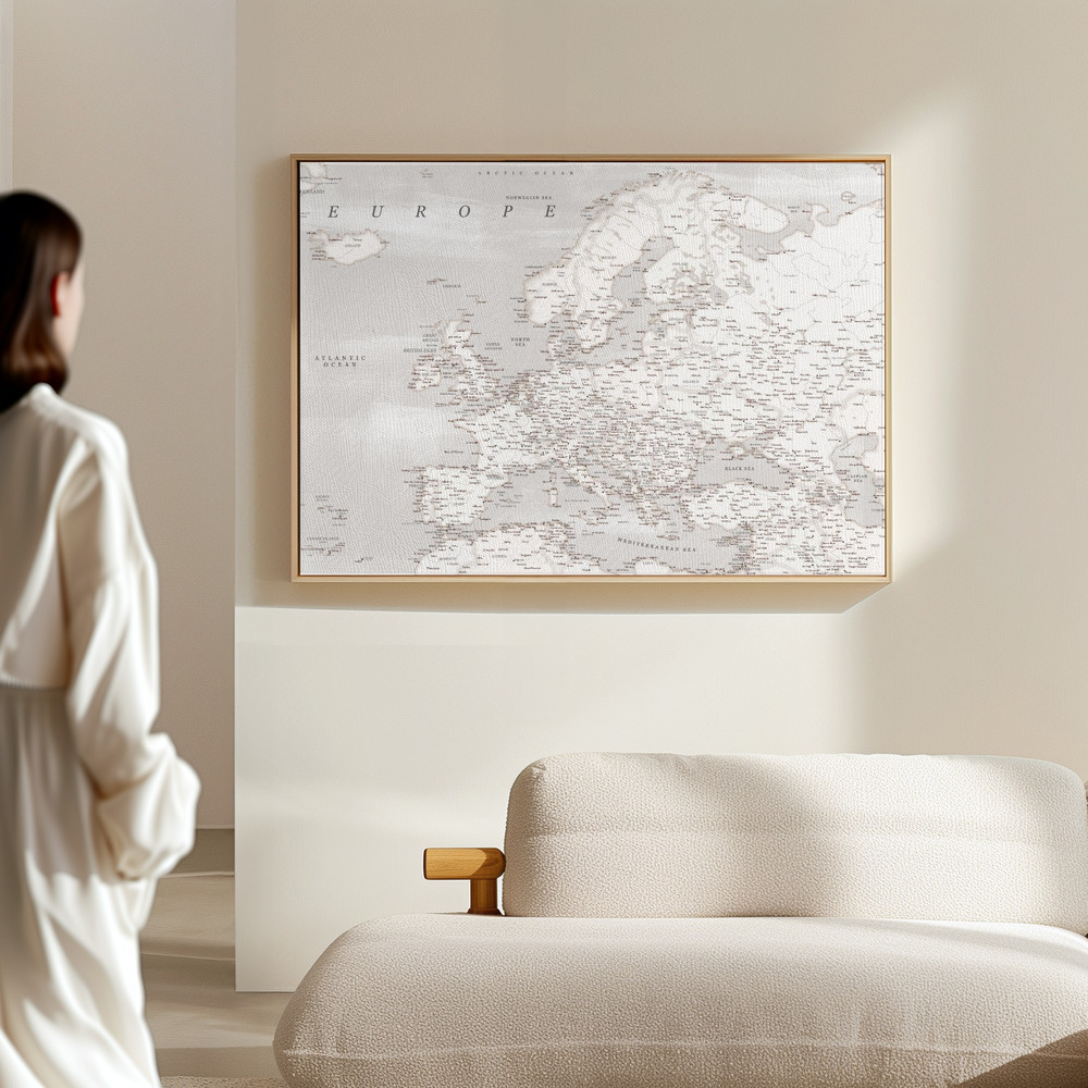 Canvas schilderi - Lysander detailed map of Europe in de hal