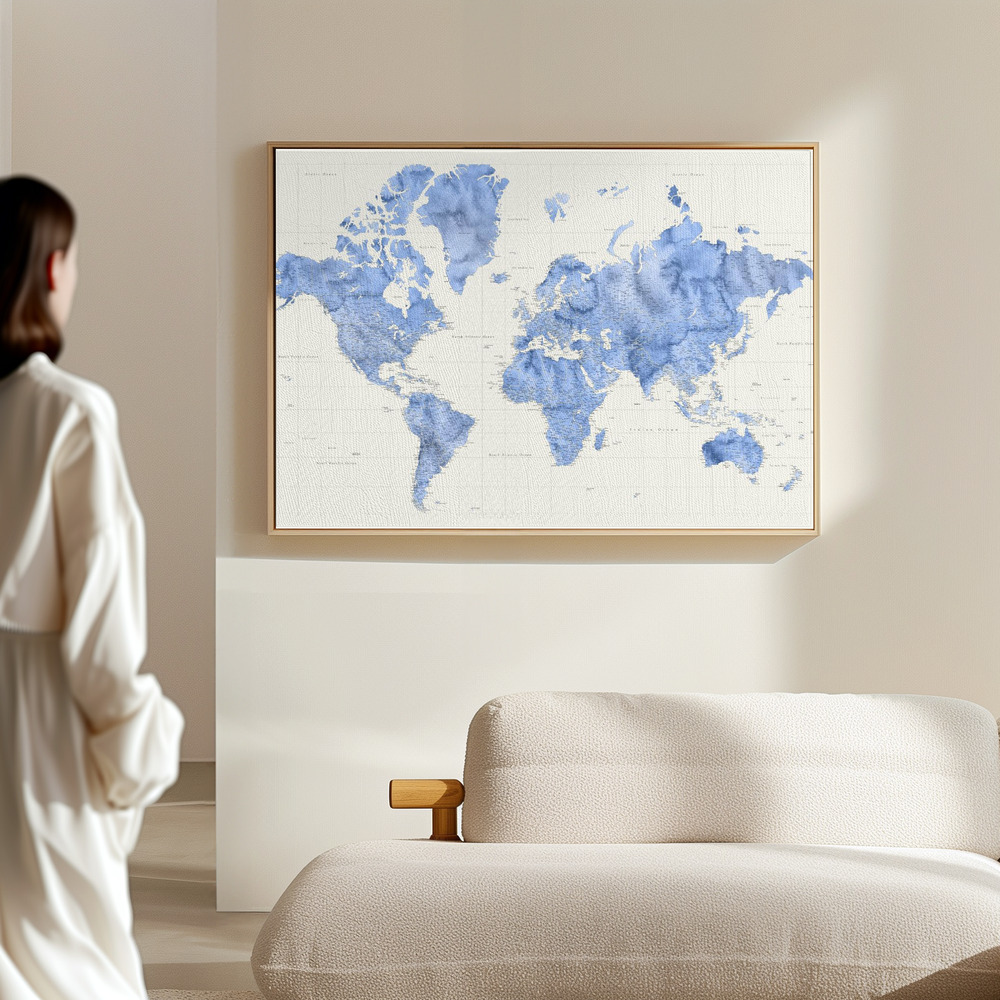 Canvas schilderi - Parlan high detail world map in de hal