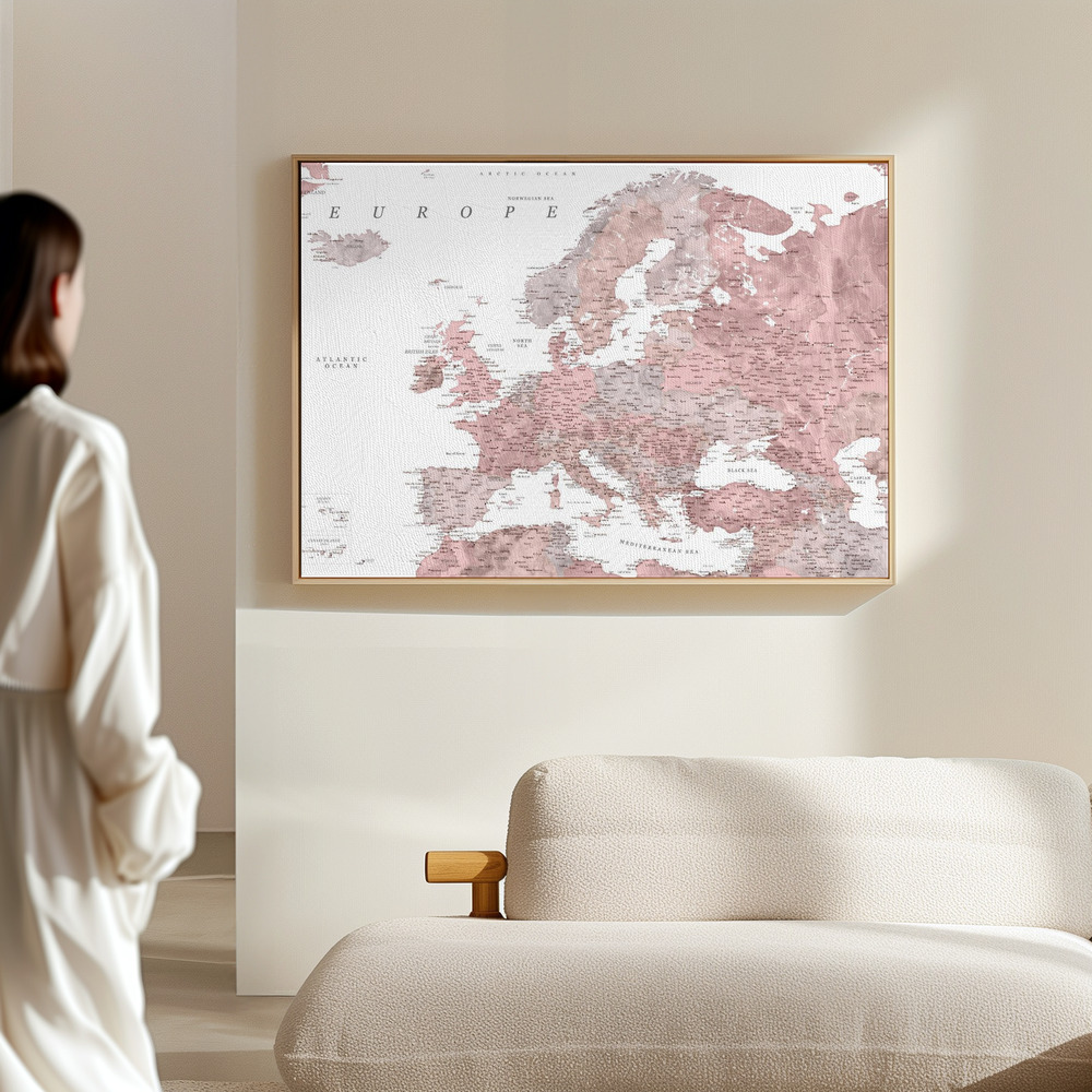 Toile - Piper detailed map of Europe dans le hall